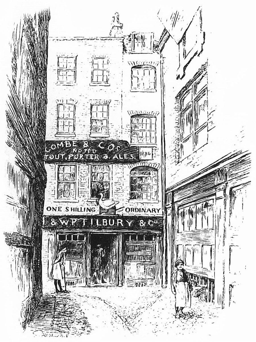 Historical engraving of the Goose and Gridiron Tavern
